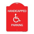 Signmission Designer Series Sign-Handicapped Parking, Red & White Aluminum Sign, 18" x 24", RW-1824-24629 A-DES-RW-1824-24629